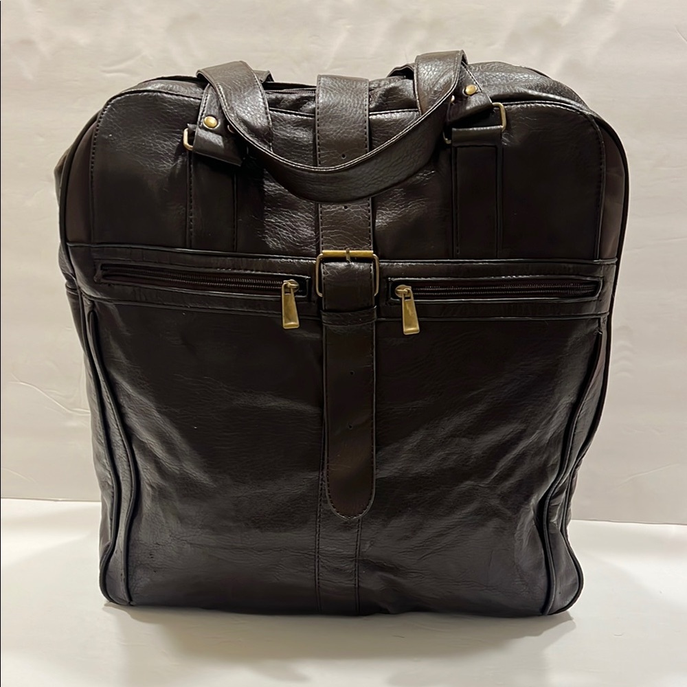 Carolina Herrera Brown faux Leather Briefcase Professional Design